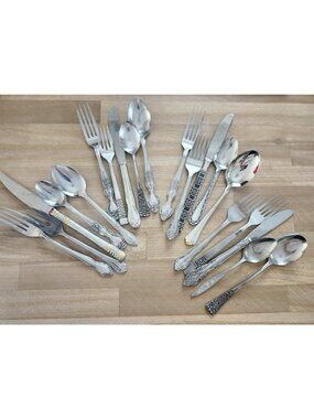 Sets of Mismatched Flatware 20 pcs- Service for 4- Eclectic Boho Stainless Steel